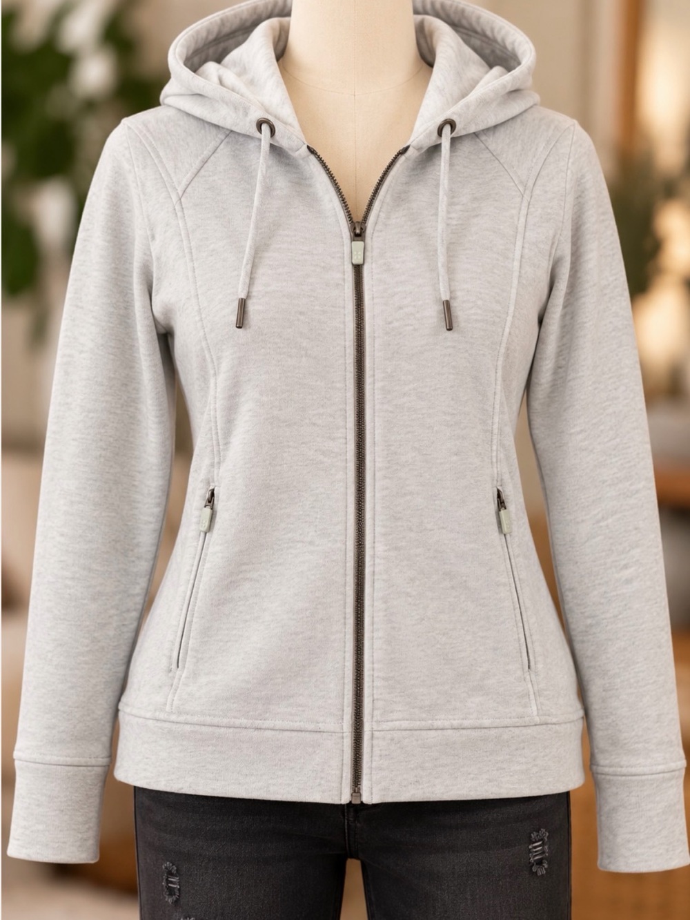 Light Gray Zip-Up Hoodie Jacket - Unbranded